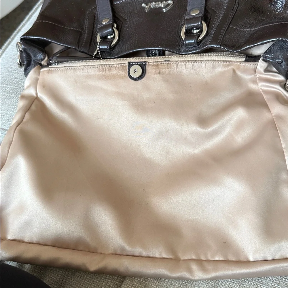Coach Womens Brown and Tan silk Interior lining some wear visible - Picture 6 of 12